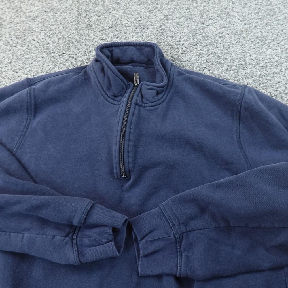 LL Bean Sweatshirt Mens L Blue 1/4 Zip Mock Neck Fleece Pullover Sweater Outdoor